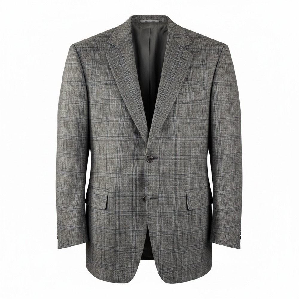 Canali 100% Wool Sport Coat Blazer Mens 40R Gray Plaid Italian Luxury Formal